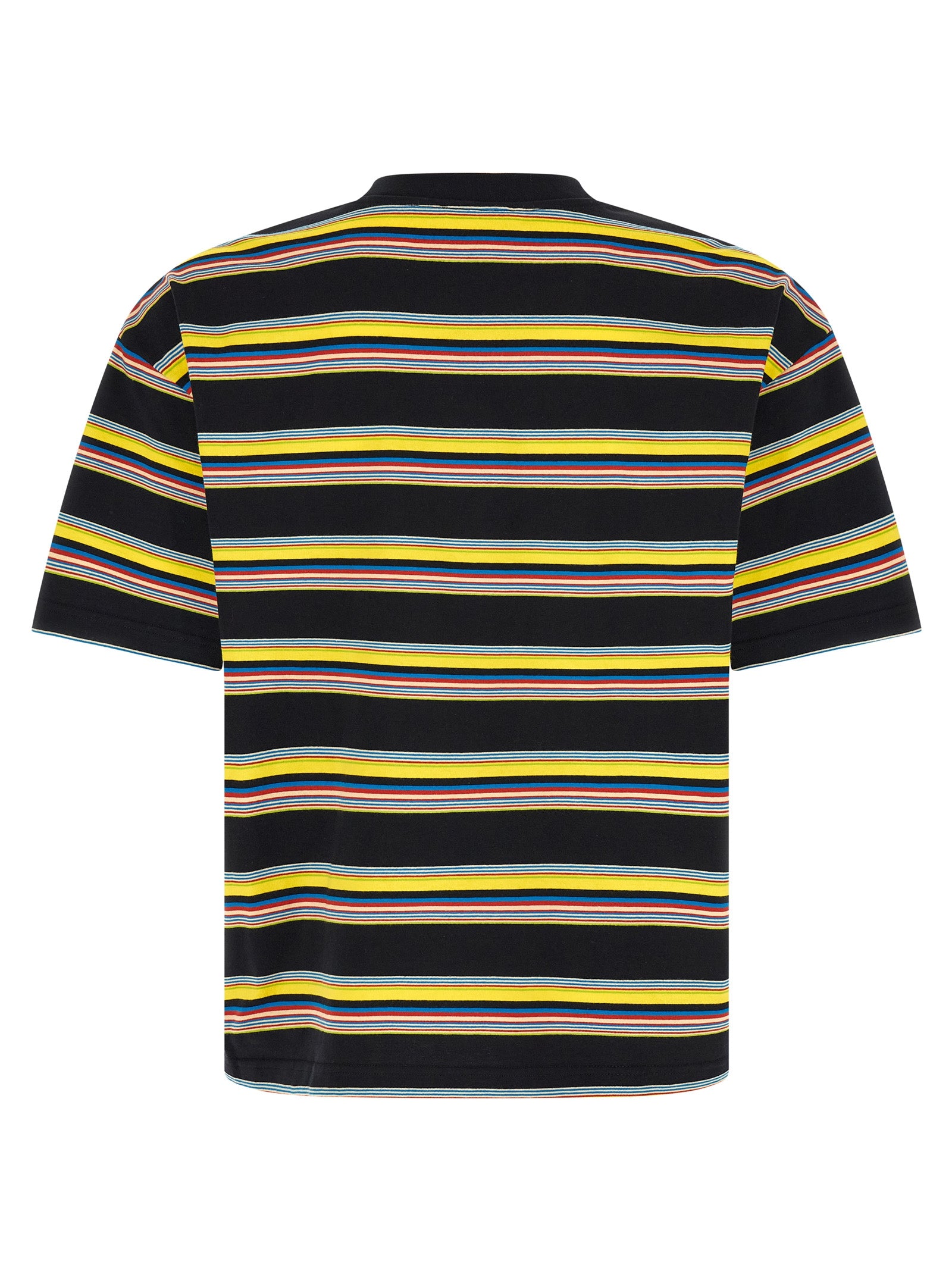 T-Shirt by Marni for men in cotton black, multicolor & striped features a plush silhouette, showcasing a sophisticated crew neckline and for a truly plush finish.