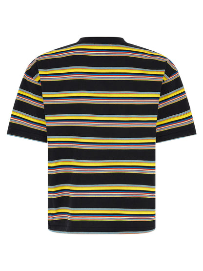 T-Shirt by Marni for men in cotton black, multicolor & striped features a plush silhouette, showcasing a sophisticated crew neckline and for a truly plush finish.