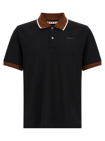 Marni Black Cotton Polo Shirt