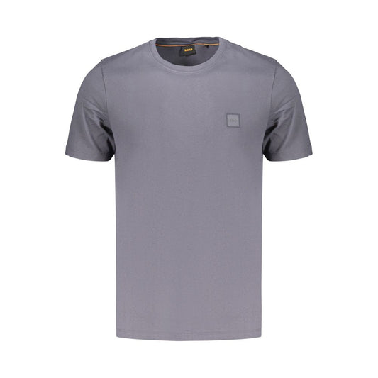 T-Shirt by Hugo Boss for men in cotton blue features an edgy silhouette, meticulously detailed with a sophisticated and crew neckline for a truly edgy finish.
