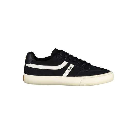 Athletic Sneakers by Hugo Boss for men in polyester & polyurethane blue, white & print showcases an impeccable silhouette, defined by an impeccable athletic style design that perfectly captures the essence of the Men's Athletic Polyester & Polyurethane Sneakers.