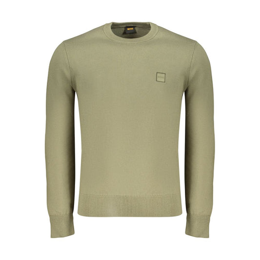 Sweatshirt by Hugo Boss for men in cashmere cotton blend green showcases a slouchy chic silhouette, artfully detailed with a slouchy chic crew neckline and for a slouchy chic finish.