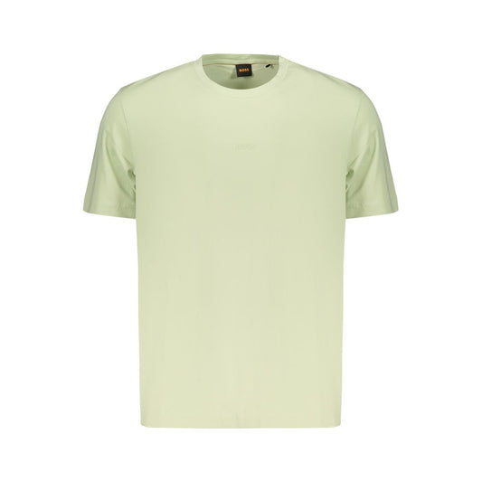 T-Shirt by Hugo Boss for men in stretch cotton green showcases a chic silhouette, artfully detailed with a chic crew neckline and for a chic finish.
