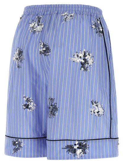 LE TWINS Blue Cotton Bermuda Shorts