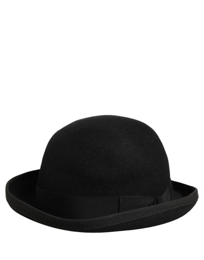Dolce & Gabbana Fedora Ribbon Felt Polyester & Rabbit Fur Bowler Hat - Black