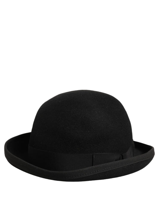 Dolce & Gabbana Fedora Ribbon Felt Polyester & Rabbit Fur Bowler Hat - Black