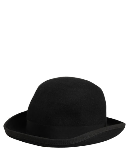 Dolce & Gabbana Fedora Ribbon Felt Polyester & Rabbit Fur Bowler Hat - Black