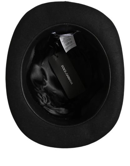 Dolce & Gabbana Fedora Ribbon Felt Polyester & Rabbit Fur Bowler Hat - Black