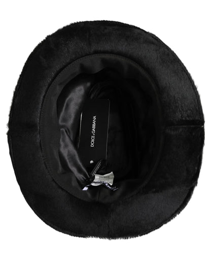 Dolce & Gabbana Fedora Leather Rabbit Fur & Silk - Black