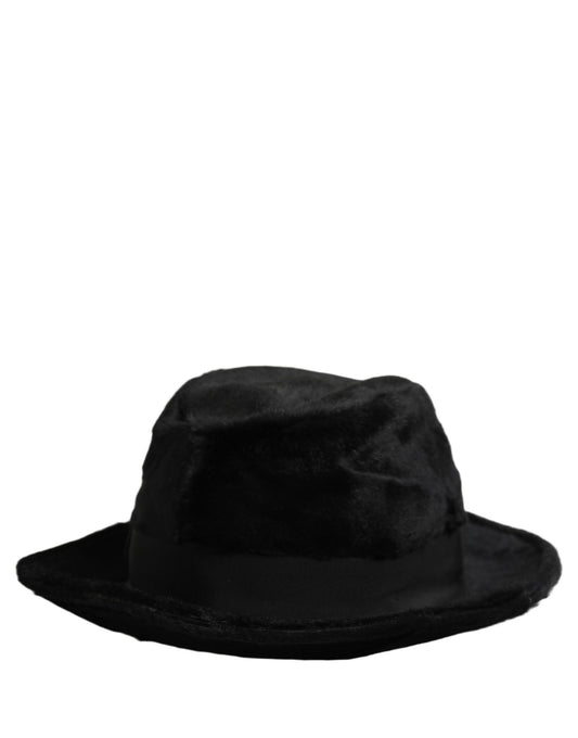 Dolce & Gabbana Fedora Leather Rabbit Fur & Silk - Black