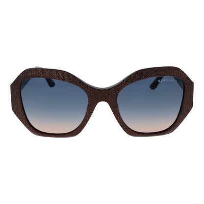 Sunglasses by Marciano by Guess for women in acetate and black presents a sumptuous silhouette, featuring black coloured frame and full-rim frame design with gradient category-3-dark-tint lens for a sumptuous look.