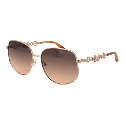Sunglasses by Marciano by Guess for women in metal rose-gold showcases a ethereal silhouette, featuring rose-gold coloured frame butterfly full-rim frame design with gradient category-2-medium-tint lens for a ethereal finish.