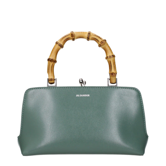 Handbag by Jil Sander for women in leather green features an refined silhouette, showcasing a secure , ample , and versatile for a sophisticated refined aesthetic.