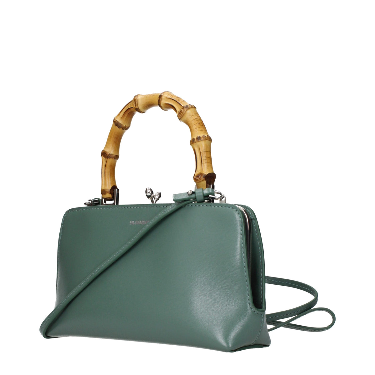 Handbag by Jil Sander for women in leather green features an refined silhouette, showcasing a secure , ample , and versatile shoulder-strap for a sophisticated refined aesthetic.