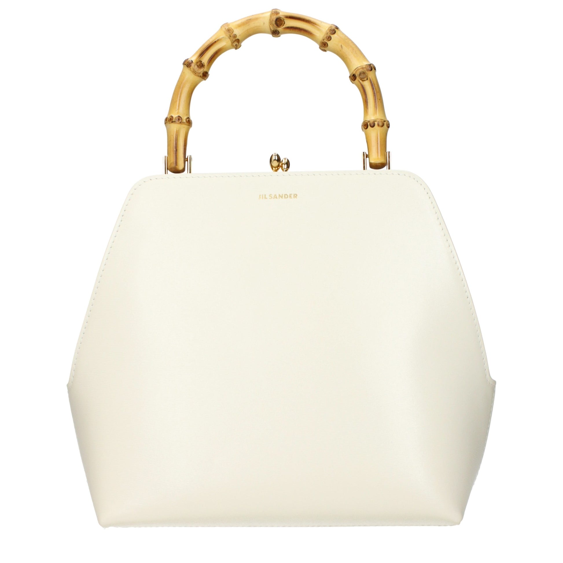 This Handbag by Jil Sander for women in leather and beige presents a sculptural silhouette featuring a secure , ample , and versatile for a sculptural finish.