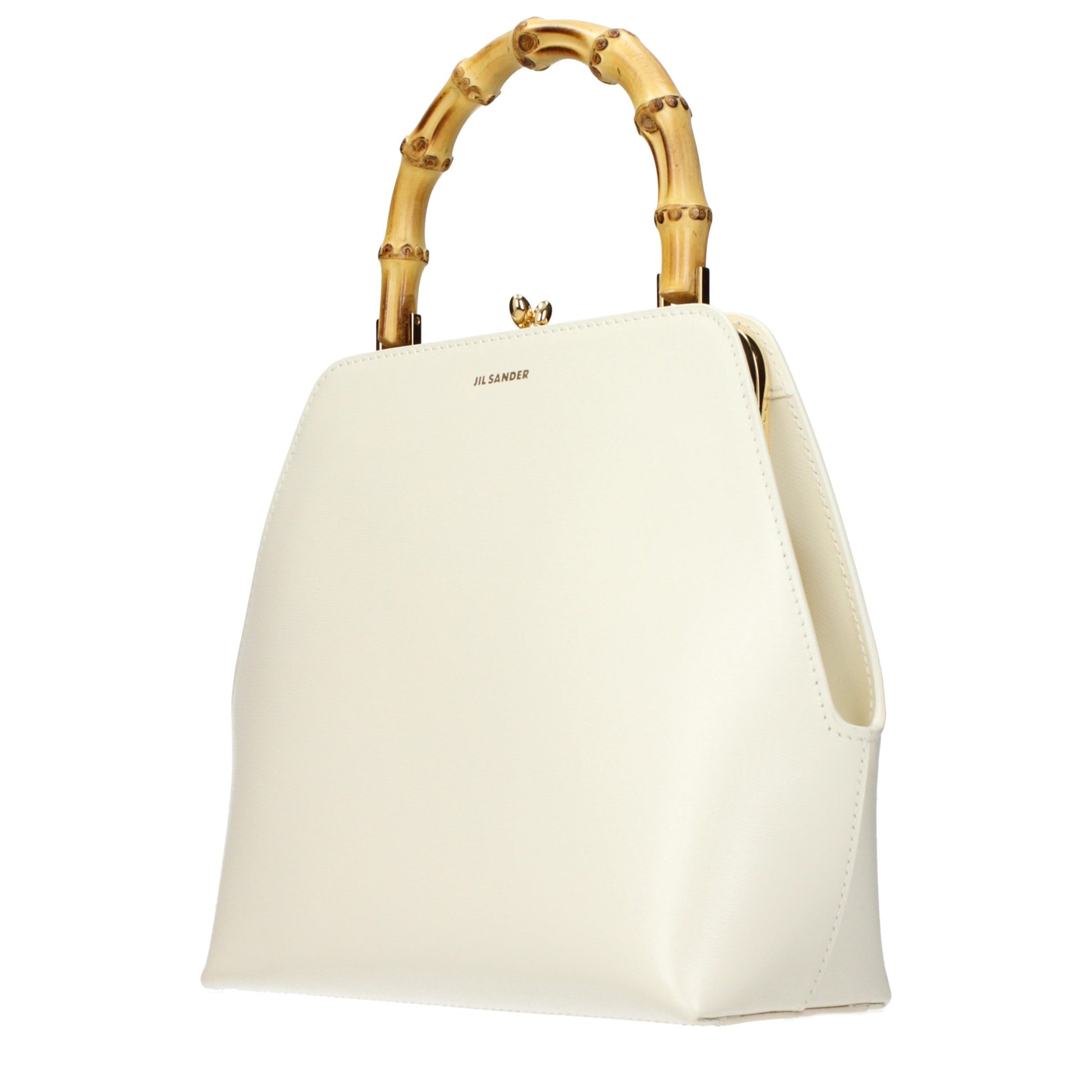 Handbag by Jil Sander for women in leather beige features an refined silhouette, showcasing a secure , ample , and versatile for a sophisticated refined aesthetic.