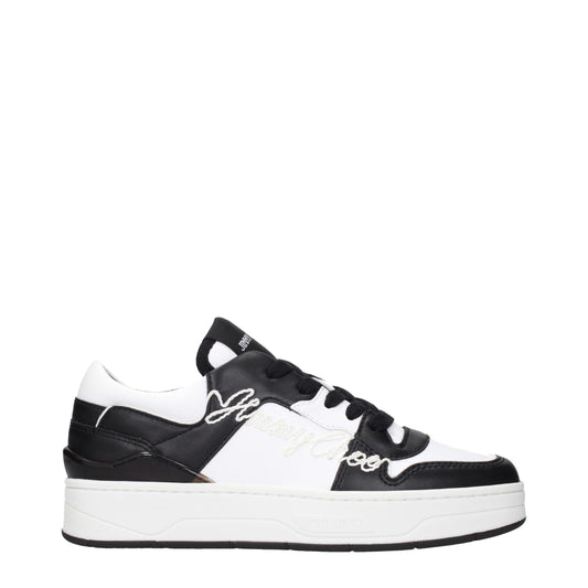 Sneakers by Jimmy Choo for women in leather black presents a on trend silhouette from the Women's Low Top Leather Sneakers collection, showcasing a on trend low-top style for an elevated aesthetic.