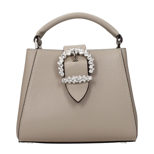 Handbag by Jimmy Choo for women in leather gray features a signature silhouette, showcasing a secure and signature with versatile for a sophisticated look.