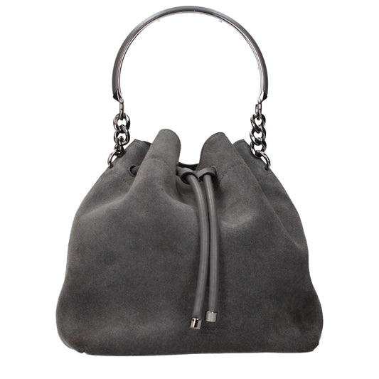 Handbag by Jimmy Choo for women in suede leather gray presents a ornamental silhouette, showcasing a secure , ample , and versatile adjustable-strap for a ornamental finish.