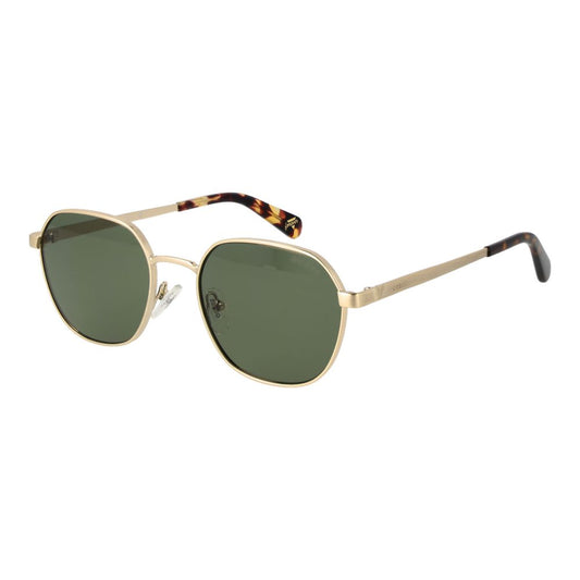 Sunglasses by Guess for unisex in metal and gold presents a sumptuous silhouette, featuring gold coloured frame and full-rim trapezium frame design with non-polarized category-3-dark-tint lens for a sumptuous look.