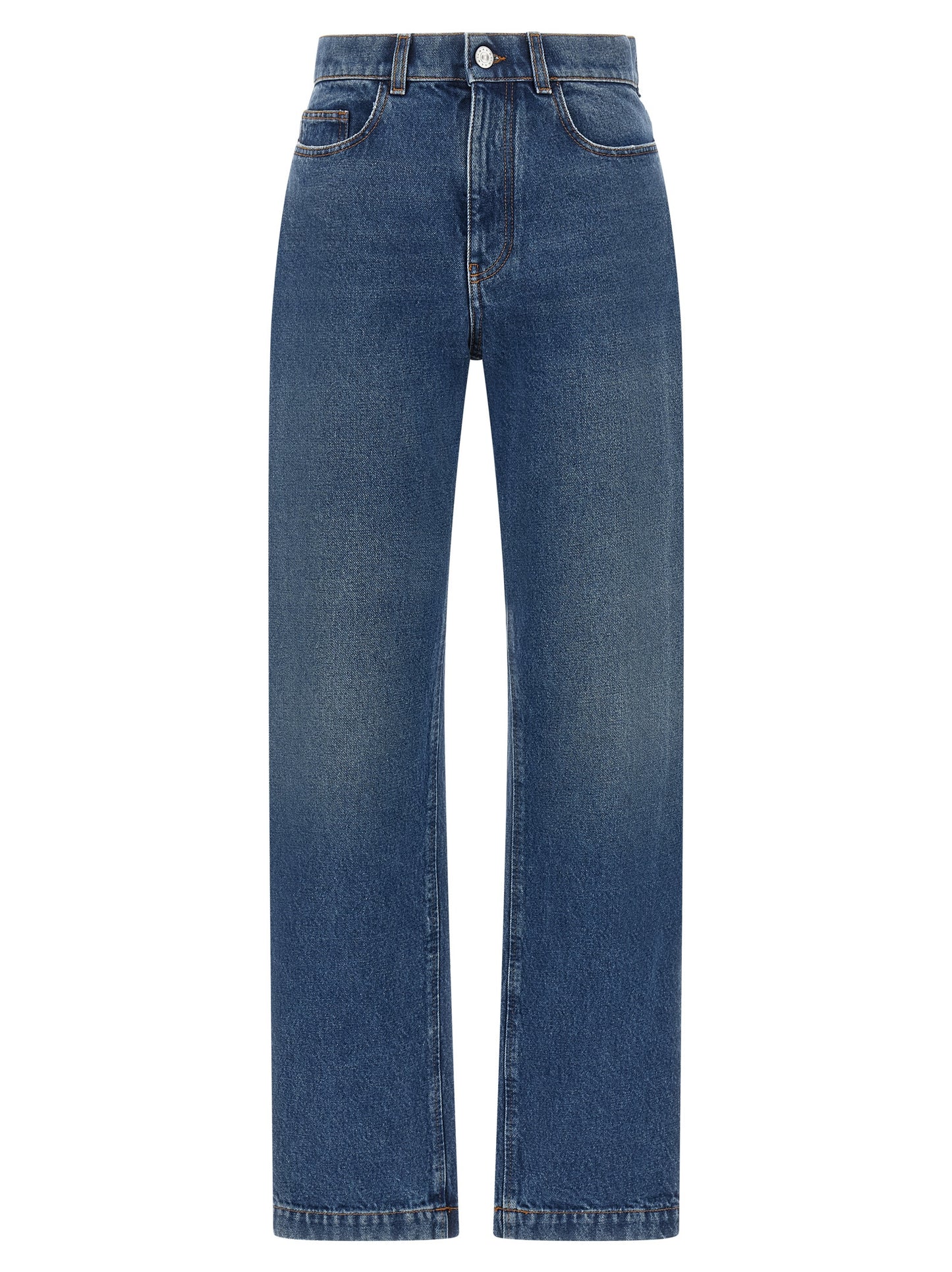 Jeans by Marni for women in denim cotton blue, brown & silver features an refined tailoring silhouette, showcasing a premium straight-leg with a and long cut for a refined tailoring look.