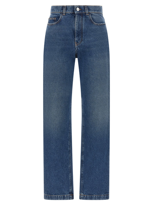 Jeans by Marni for women in denim cotton blue, brown & silver features an refined tailoring silhouette, showcasing a premium straight-leg with a and long cut for a refined tailoring look.