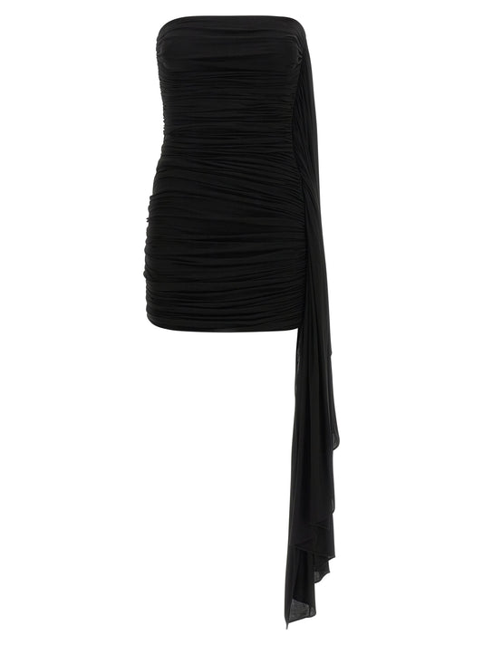 Dress by Alexander Wang for women in stretch cupro black & copper features an magnificent silhouette, artfully detailed with a magnificent strapless neckline and strapless that flows into an magnificent short mini.