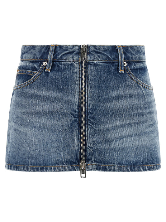 Denim Shorts by Alexander Wang for women in denim cotton light-blue, silver & signature features an utilitarian chic with a short and , creating a utilitarian chic silhouette perfect for elevated casual styling.