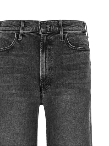 Jeans by Mother Denim for women in stretch denim cotton dark-gray, gray & signature features a polished silhouette with a polished flared & wide, reaching a polished long and finished with a polished high rise.