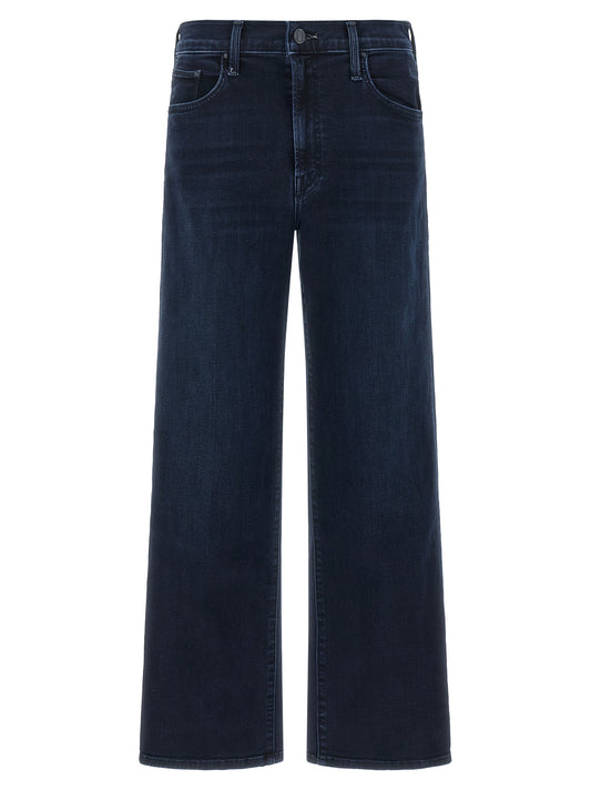 Jeans by Mother Denim for women in stretch denim cotton polyester blue, indigo & signature features an refined tailoring silhouette, showcasing a premium straight & wide with a mid rise and long cut for a refined tailoring look.
