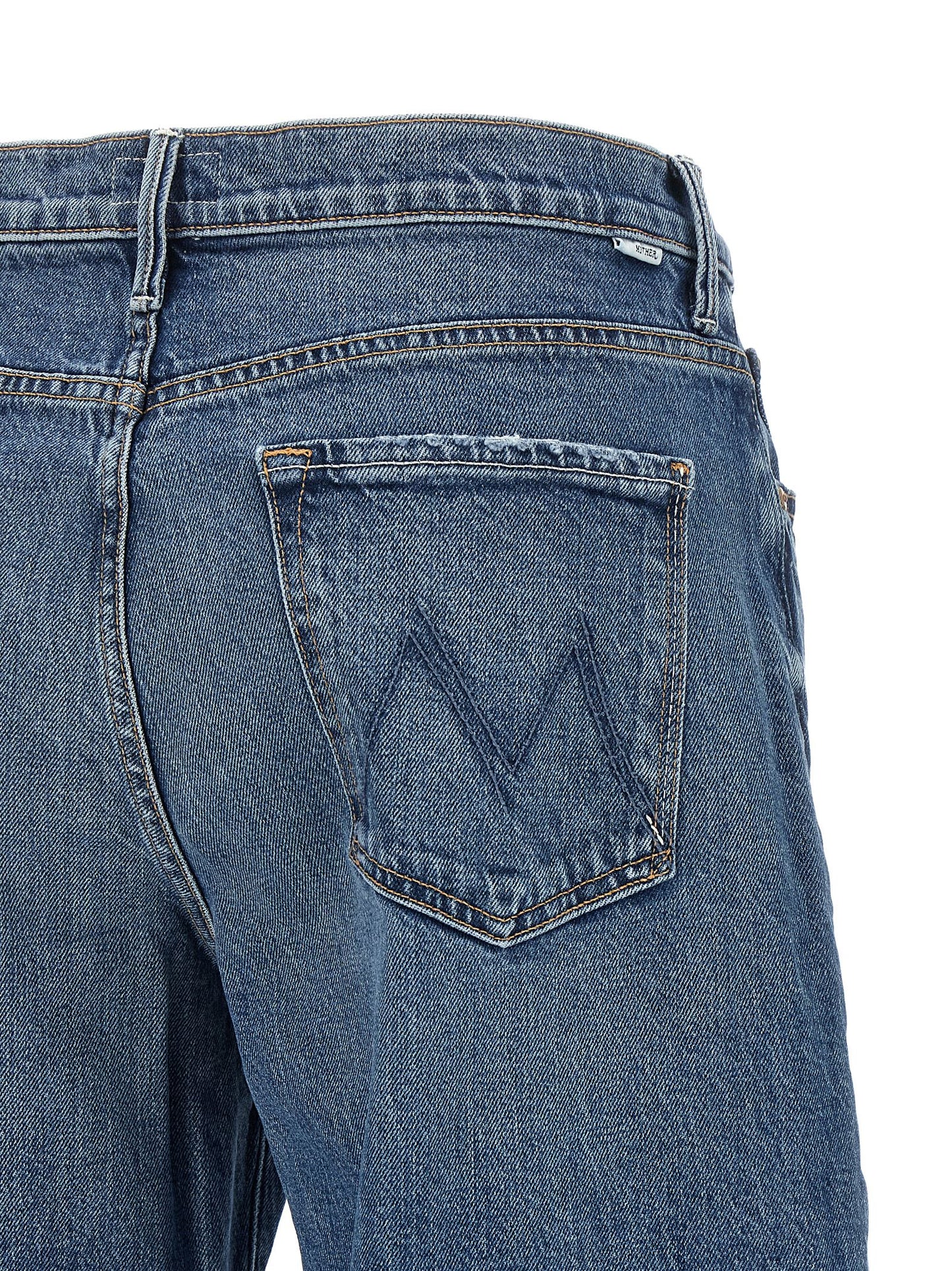 Jeans by Mother Denim for women in stretch cotton denim blue & copper presents a tailored silhouette, showcasing a tailored wide & cropped and cropped cut with a refined mid rise for a truly tailored aesthetic.