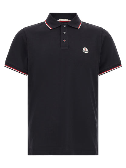 Moncler Blue Cotton Polo Shirt