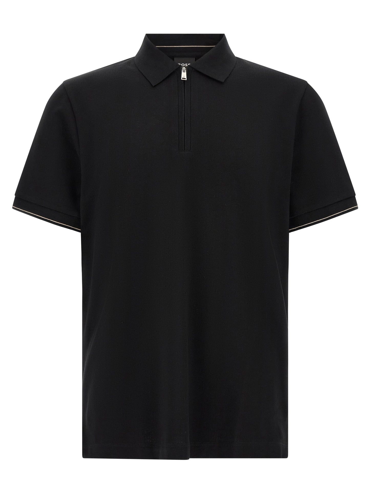 Polo Shirt by Hugo Boss for men in cotton black & striped presents a sleek silhouette, featuring a refined and short-sleeve for a sleek finish.