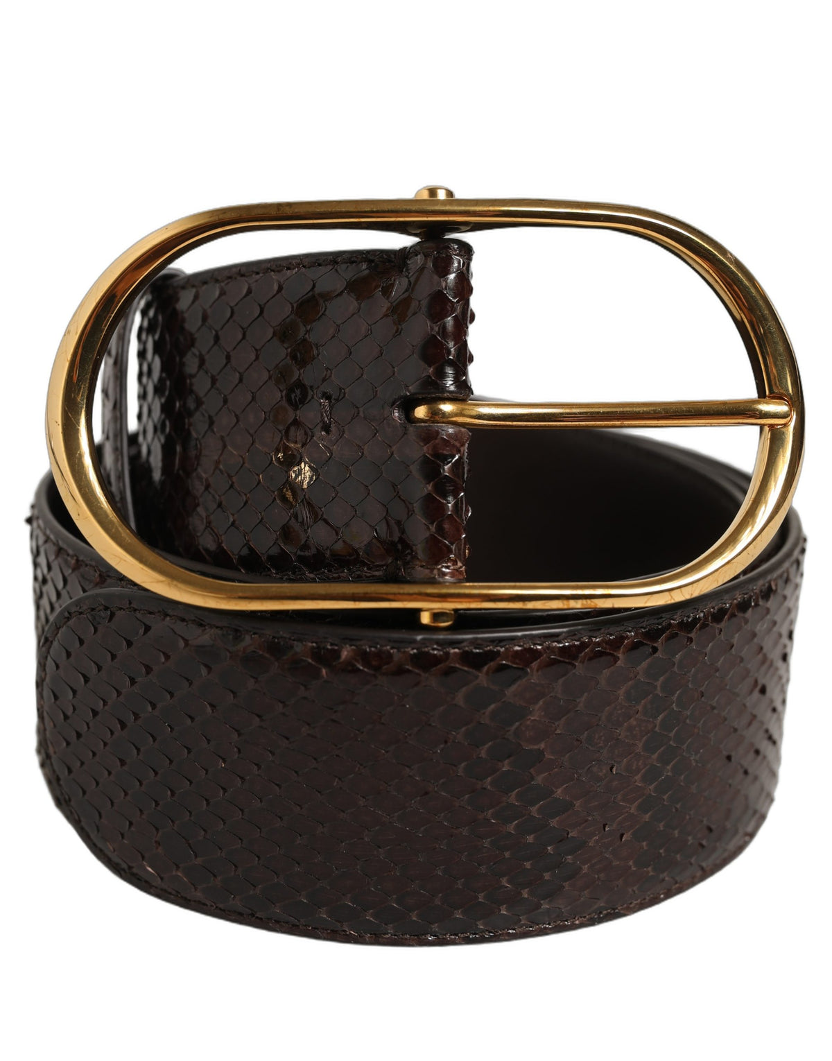Dolce & Gabbana Python Leather Belt - Brown Gold