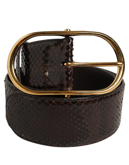 Dolce & Gabbana Python Leather Belt - Brown Gold
