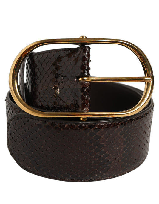 Dolce & Gabbana Python Leather Belt - Brown Gold