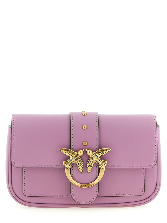 Crossbody Flap Handbag by PINKO for women in polyester leather multicolor, pink & signature features a transformative elegance silhouette, showcasing a secure flap, magnetic & buckle, organized , and versatile crossbody-strap & shoulder-strap for a transformative elegance look.