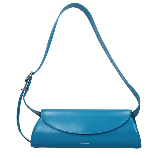 Crossbody Handbag by Jil Sander for women in leather blue features a transformative sophistication silhouette, showcasing a secure , ample , and versatile crossbody-strap & adjustable-strap for a transformative sophistication look.