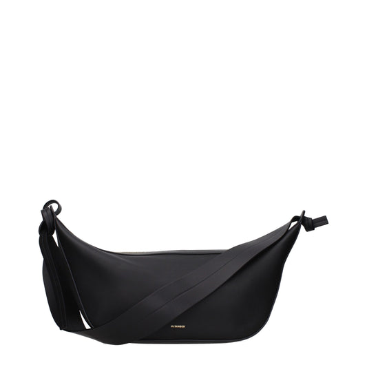 Shoulder Bag by Jil Sander for women in leather black features a effortless sophistication silhouette, secured by a with ample and versatile shoulder-strap for a effortless sophistication finish.