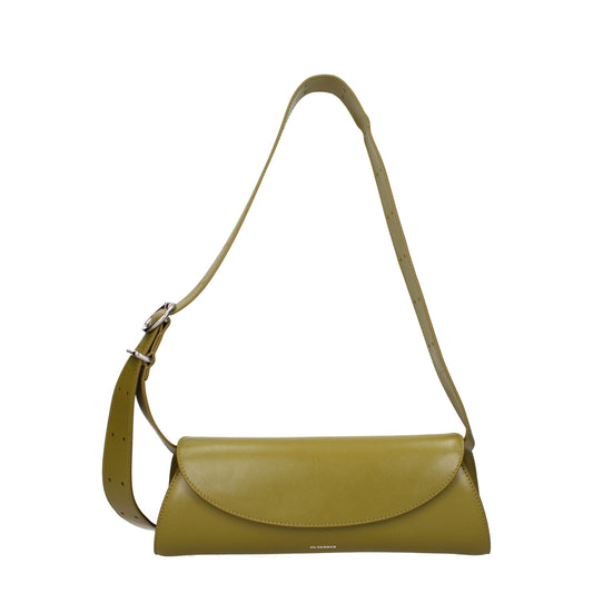 Crossbody Handbag by Jil Sander for women in leather green features a multifaceted silhouette, showcasing a secure and multifaceted with versatile crossbody-strap & adjustable-strap for multifaceted style.