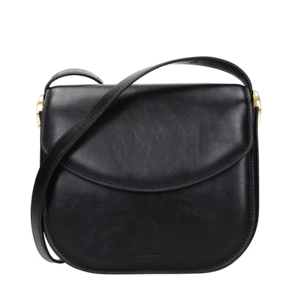 Crossbody Handbag by Jil Sander for women in leather black features a versatile chic silhouette, meticulously detailed with a secure , ample , and versatile crossbody-strap & adjustable-strap.