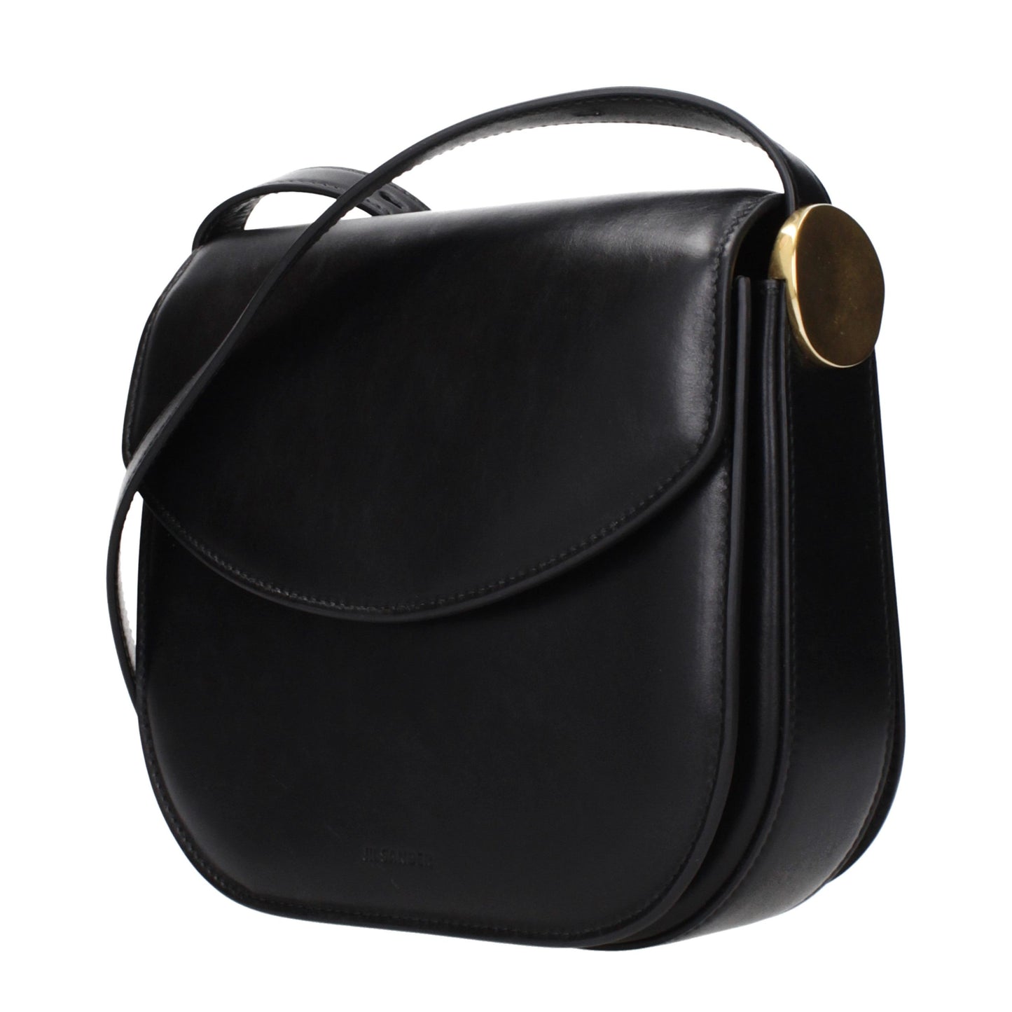 Crossbody Handbag by Jil Sander for women in leather black features a multifaceted silhouette, showcasing a secure and multifaceted with versatile crossbody-strap & adjustable-strap for multifaceted style.