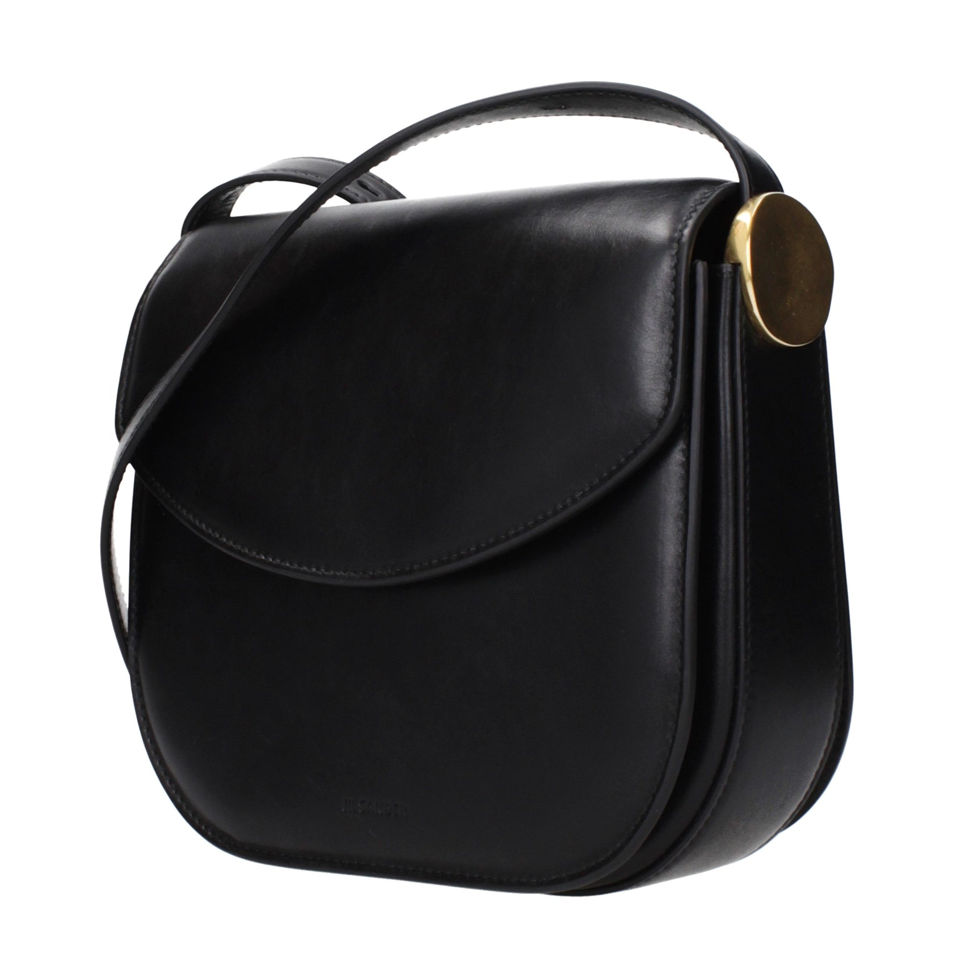 Crossbody Handbag by Jil Sander for women in leather black features a multifaceted silhouette, showcasing a secure and multifaceted with versatile crossbody-strap & adjustable-strap for multifaceted style.