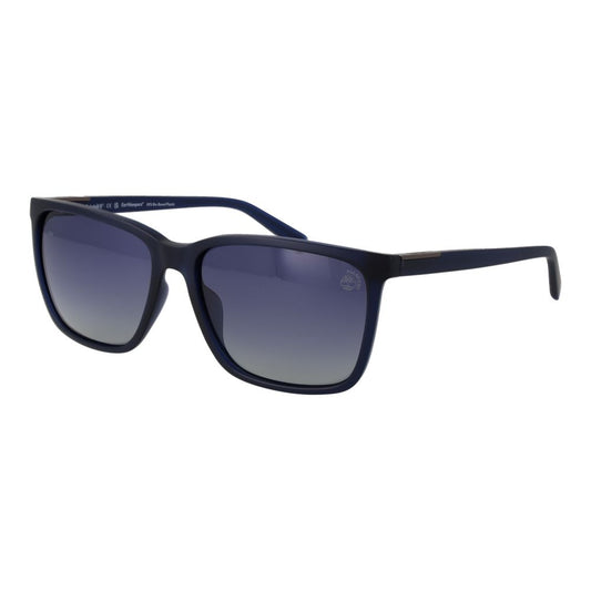 Sunglasses by Timberland for men in plastic blue features an ethereal full-rim square frame design with blue coloured frame frames and polarized gradient category-3-dark-tint lens for a ethereal finish.
