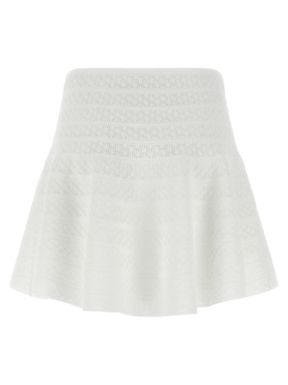 Self-Portrait White Viscose Long Skirt