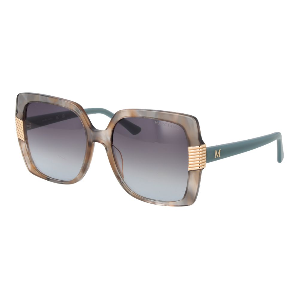 Sunglasses by Marciano by Guess for women in plastic brown showcases a ethereal silhouette, featuring brown coloured frame full-rim square frame design with gradient category-2-medium-tint lens for a ethereal finish.
