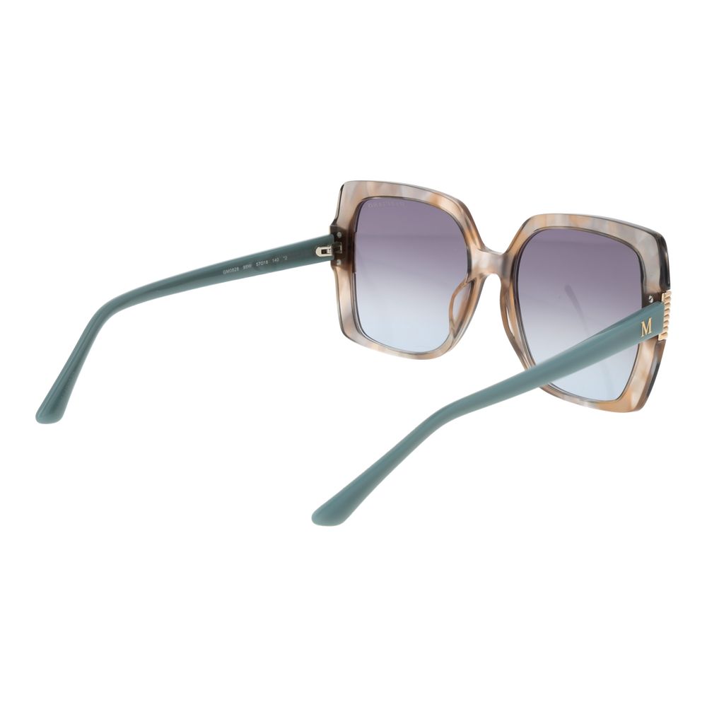 Sunglasses by Marciano by Guess for women in plastic brown features a sumptuous silhouette, showcasing a sumptuous full-rim square frame design in brown coloured frame with high-performance gradient category-2-medium-tint lens.