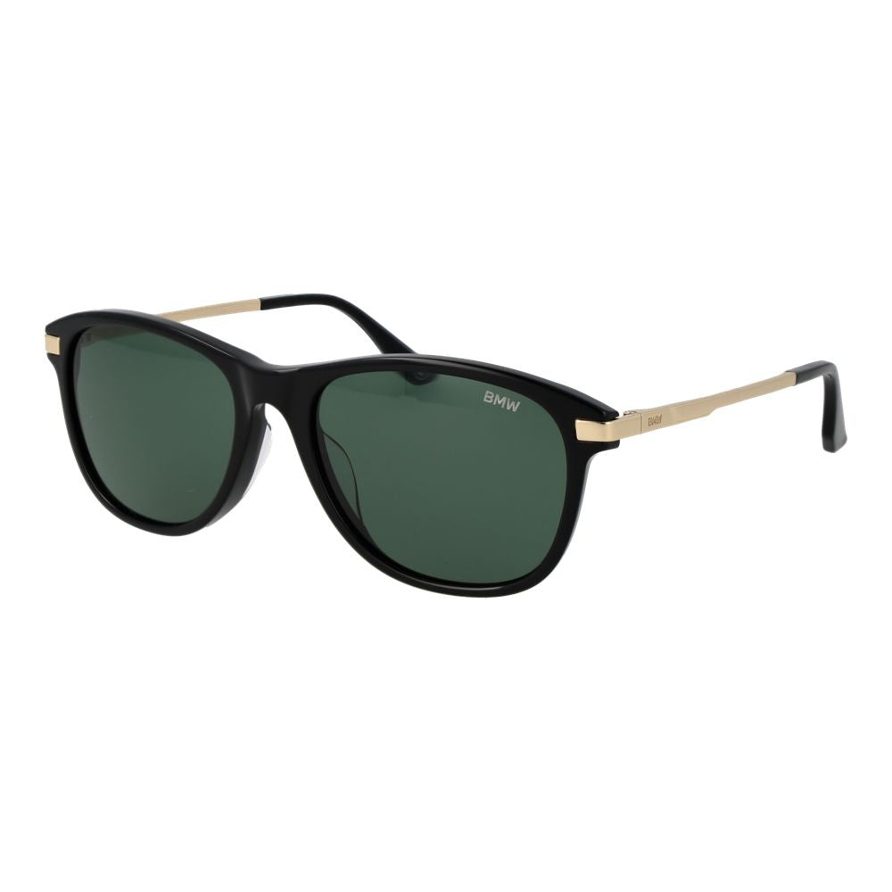 Sunglasses by BMW for men in acetate black features a sumptuous silhouette, showcasing a sumptuous aviator full-rim frame design in black coloured frame with high-performance non-polarized category-3-dark-tint lens.