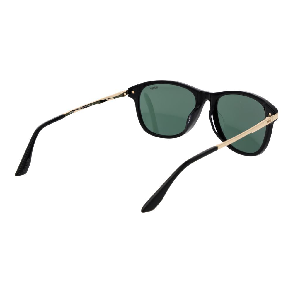Sunglasses by BMW for men in acetate black features an lustrous aviator full-rim frame design with black coloured frame detailing and non-polarized category-3-dark-tint lens for a lustrous aesthetic.