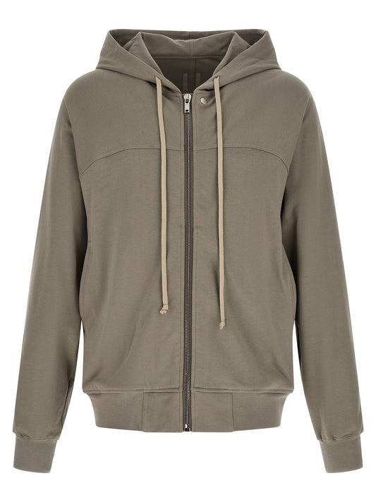 Sweatshirt Hoodie by Rick Owens for men in organic cotton gray & silver features an avant-garde silhouette, showcasing a sophisticated hooded neckline and detail for a truly avant-garde finish.